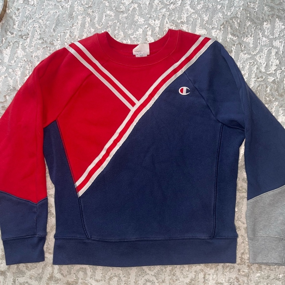 Vintage Champion reverse weave color block Men's Tri-Color Crewneck Sweater - Picture 1 of 3